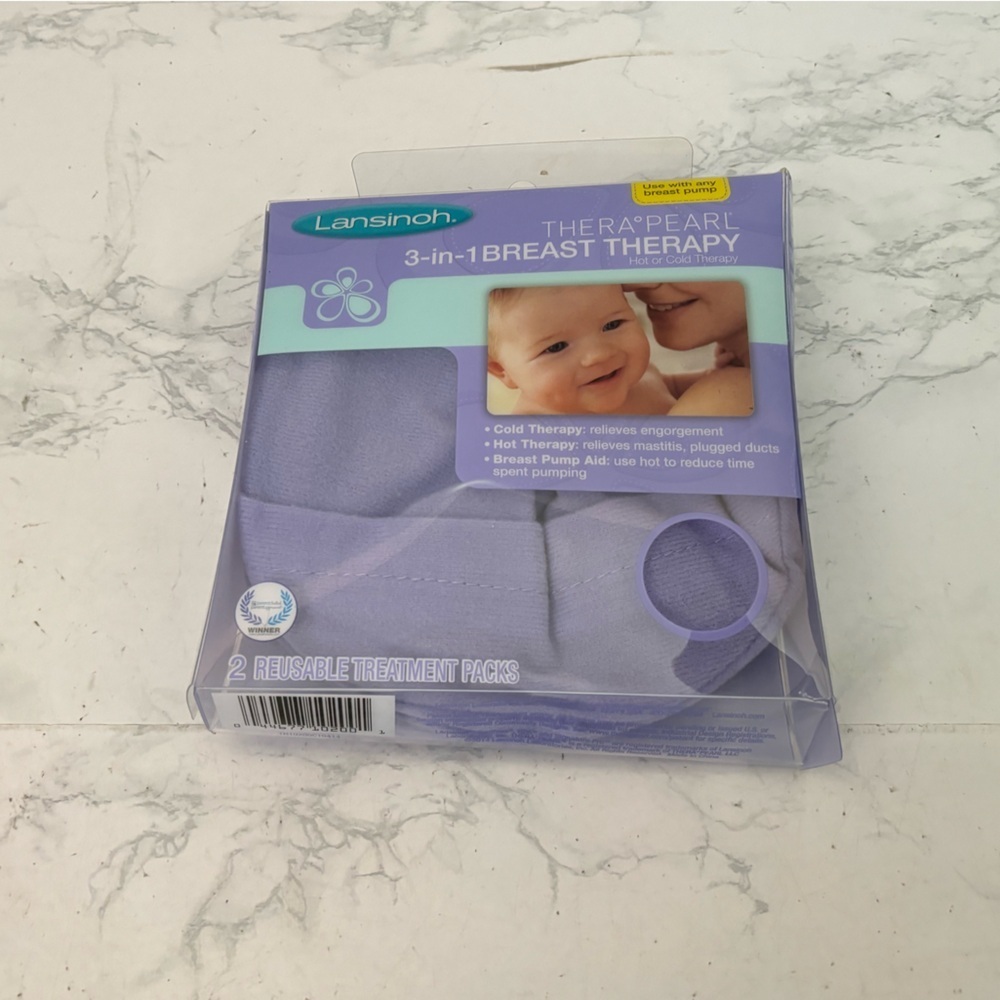 Lansinoh TheraPearl 3-in-1 Breast Hot Cold Therapy 2 Reusable Packs w/Covers New